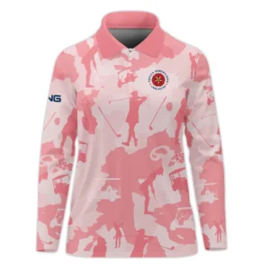 Camo Pink Color 79th U.S. Women’s Open Lancaster Ping Long Polo Shirt Golf Sport All Over Print Long Polo Shirt For Woman