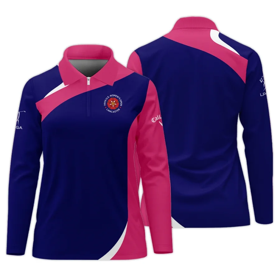 Golf Sport 79th U.S. Women’s Open Lancaster Callaway Zipper Long Polo Shirt Navy Mix Pink All Over Print Zipper Long Polo Shirt For Woman