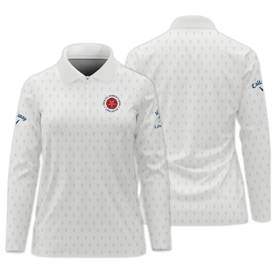 Golf Pattern Cup 79th U.S. Women’s Open Lancaster Callaway Zipper Long Polo Shirt Golf Sport White All Over Print Zipper Long Polo Shirt For Woman