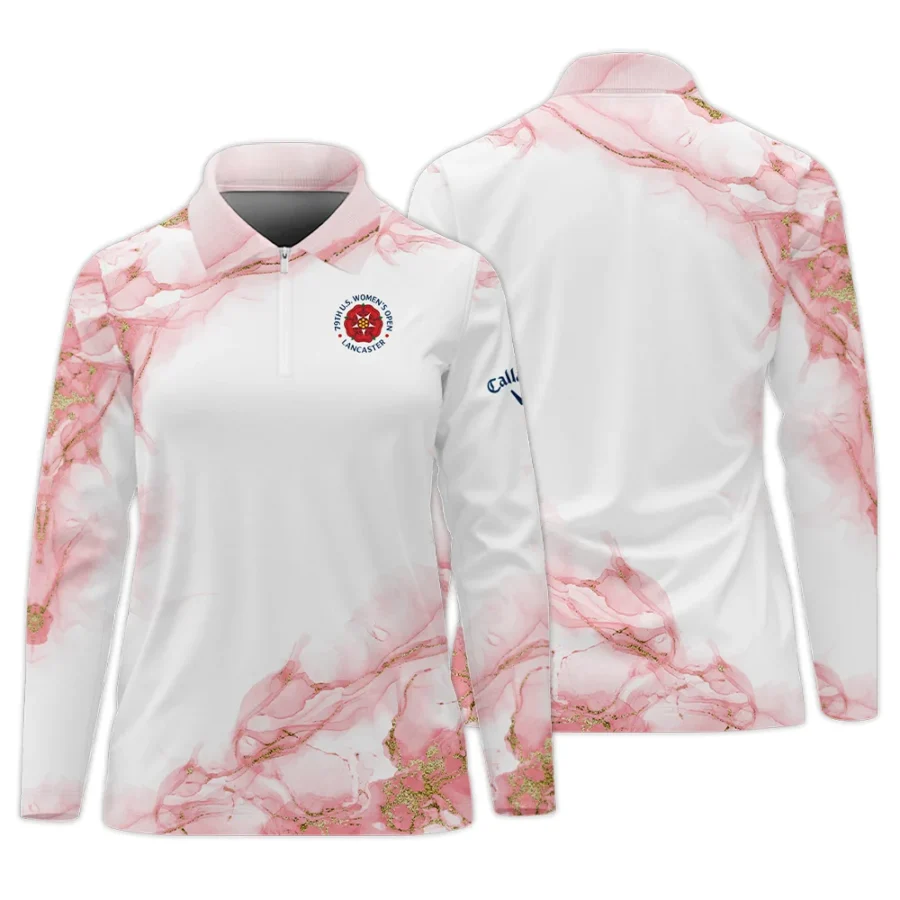 Pink Gold Marble 79th U.S. Women’s Open Lancaster Callaway Zipper Long Polo Shirt Golf Sport All Over Print Zipper Long Polo Shirt For Woman