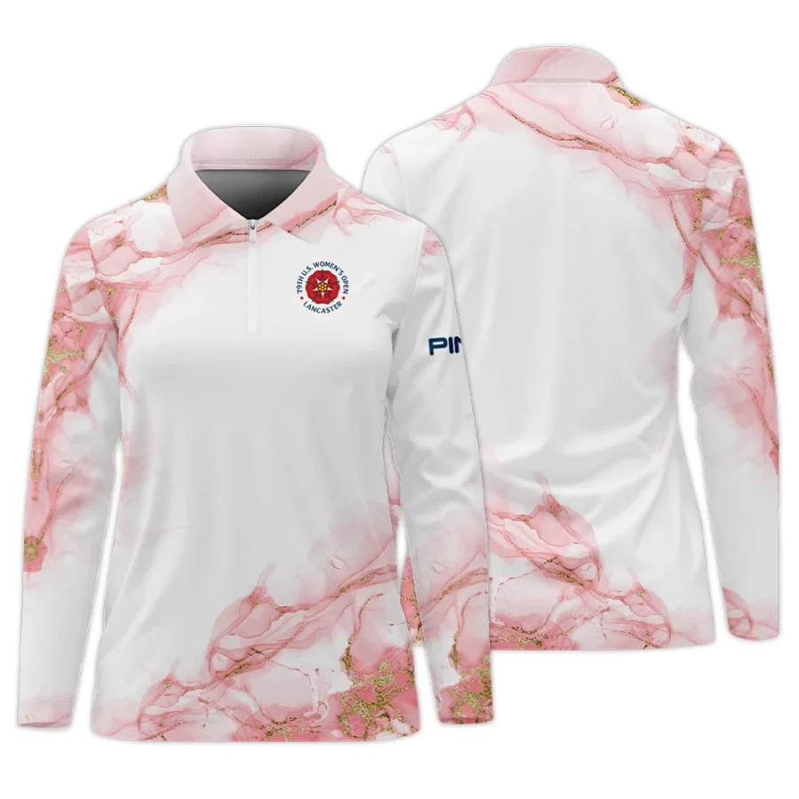 Pink Gold Marble 79th U.S. Women’s Open Lancaster Ping Zipper Long Polo Shirt Golf Sport All Over Print Zipper Long Polo Shirt For Woman