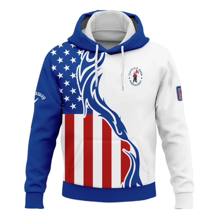 Golf Sport Callaway 124th U.S. Open Pinehurst Hoodie Shirt USA Flag Pattern Blue White All Over Print Hoodie Shirt