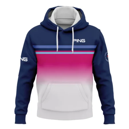 Sport Ping 124th U.S. Open Pinehurst Polo Shirt White Strong Pink Very Dark Blue Pattern  All Over Print Polo Shirt For Men