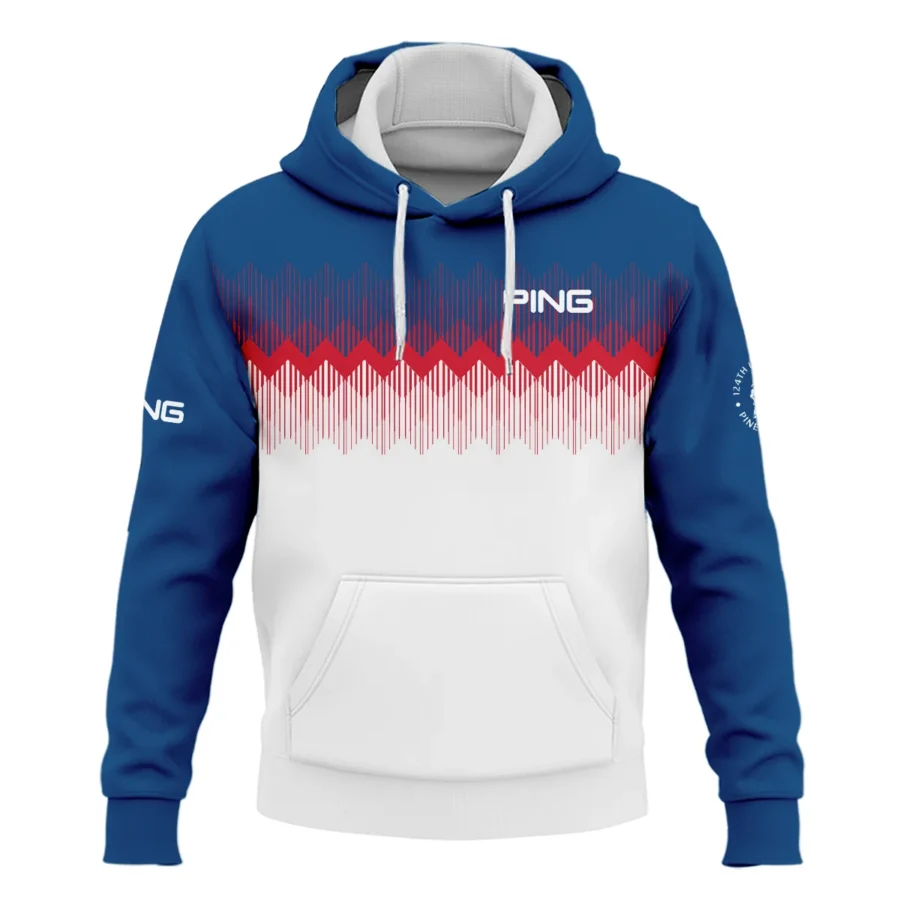 Ping 124th U.S. Open Pinehurst Hoodie Shirt Blue Red Fabric Pattern Golf Hoodie Shirt