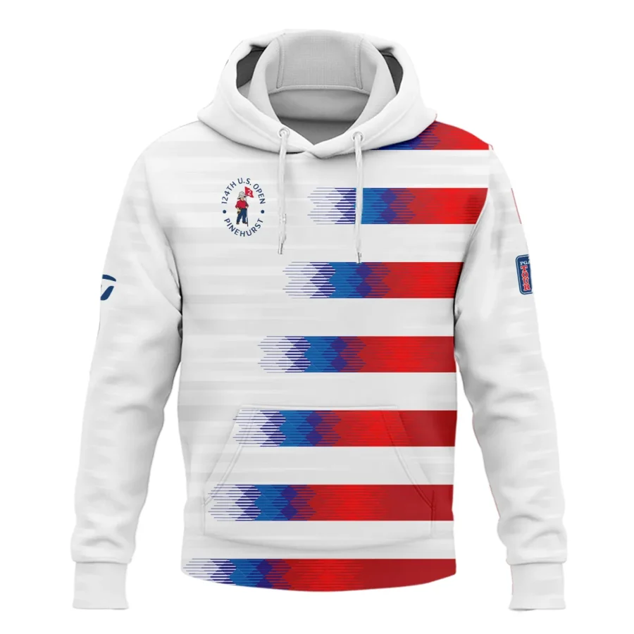 124th U.S. Open Pinehurst Taylor Made Hoodie Shirt Sports Blue Red White Pattern All Over Print Hoodie Shirt