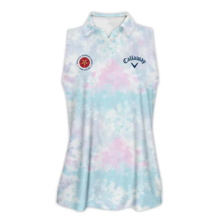 Tie dye Pattern 79th U.S. Women’s Open Lancaster Callaway Sleeveless Polo Shirt Blue Mix Pink All Over Print Sleeveless Polo Shirt For Woman
