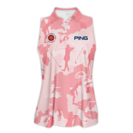 Camo Pink Color 79th U.S. Women’s Open Lancaster Ping Sleeveless Polo Shirt Golf Sport All Over Print Sleeveless Polo Shirt For Woman