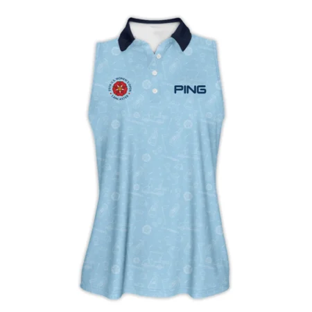 Golf Pattern Blue 79th U.S. Women’s Open Lancaster Ping Sleeveless Polo Shirt Golf Sport All Over Print Sleeveless Polo Shirt For Woman