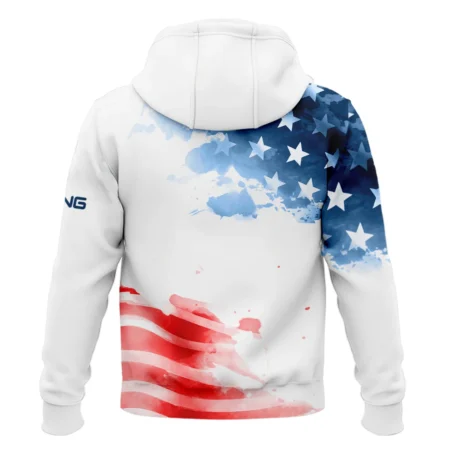 Golf 124th U.S. Open Pinehurst Ping Hoodie Shirt US Flag Watercolor Golf Sports All Over Print Hoodie Shirt