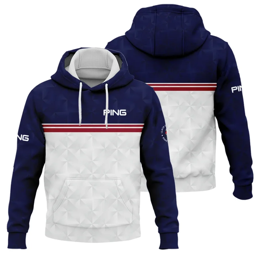 Golf Sport 124th U.S. Open Pinehurst Ping Hoodie Shirt Dark Blue White Abstract Geometric Triangles All Over Print Hoodie Shirt