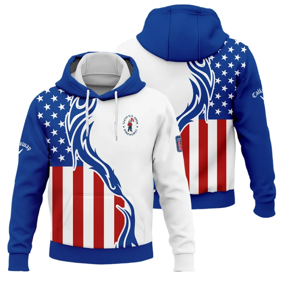 Golf Sport Callaway 124th U.S. Open Pinehurst Hoodie Shirt USA Flag Pattern Blue White All Over Print Hoodie Shirt