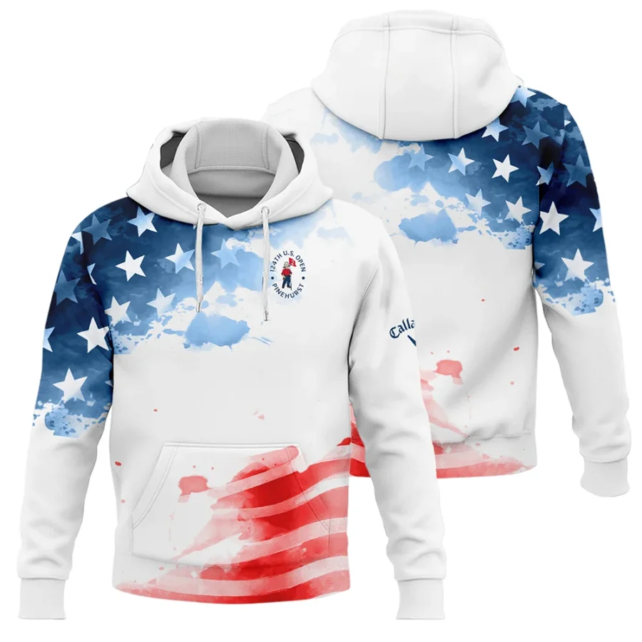 Golf 124th U.S. Open Pinehurst Callaway Hoodie Shirt US Flag Watercolor Golf Sports All Over Print Hoodie Shirt