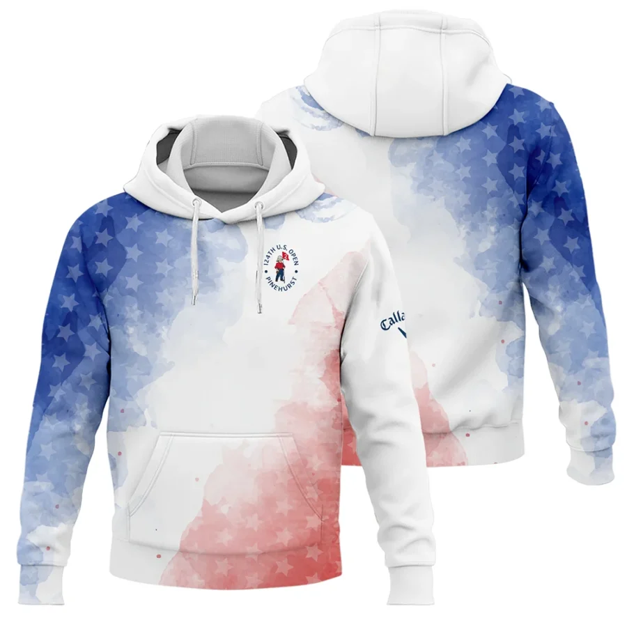 124th U.S. Open Pinehurst Golf Callaway Hoodie Shirt Stars Blue Red Watercolor Golf Sports All Over Print Hoodie Shirt