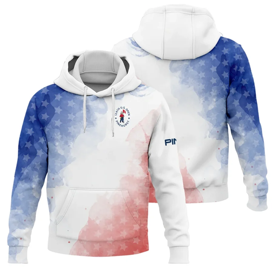 124th U.S. Open Pinehurst Golf Ping Hoodie Shirt Stars Blue Red Watercolor Golf Sports All Over Print Hoodie Shirt