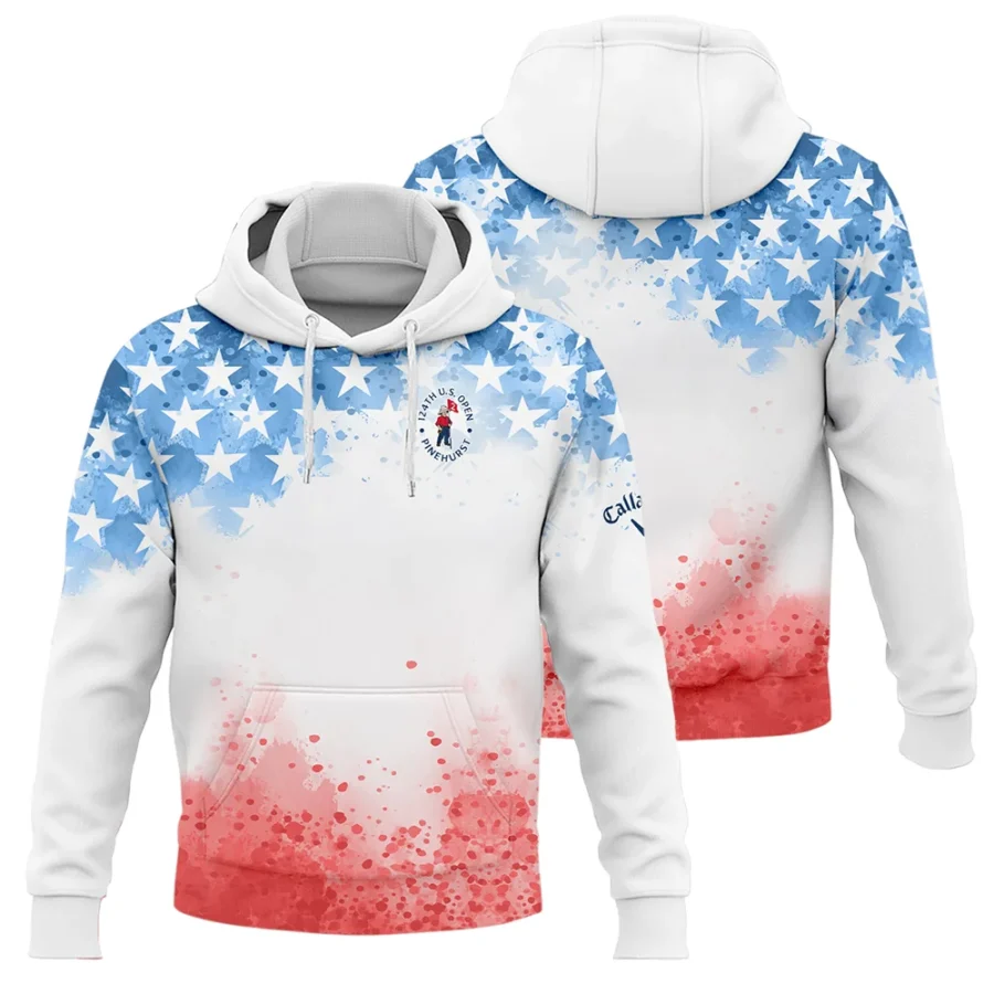 Special Version 124th U.S. Open Pinehurst Callaway Hoodie Shirt Watercolor Blue Red Stars Hoodie Shirt