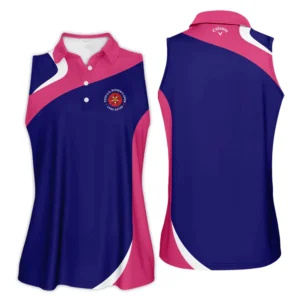 Golf Sport 79th U.S. Women’s Open Lancaster Callaway Zipper Long Polo Shirt Navy Mix Pink All Over Print Zipper Long Polo Shirt For Woman