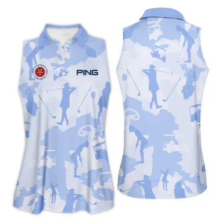 Camo Blue Color 79th U.S. Women’s Open Lancaster Ping Sleeveless Polo Shirt Golf Sport All Over Print Sleeveless Polo Shirt For Woman