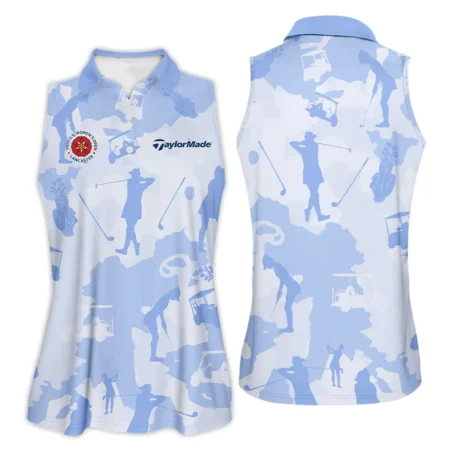 Camo Blue Color 79th U.S. Women’s Open Lancaster Taylor Made Sleeveless Polo Shirt Golf Sport All Over Print Sleeveless Polo Shirt For Woman