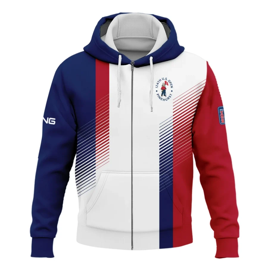 124th U.S. Open Pinehurst Sports Ping Zipper Hoodie Shirt Golf Blue Red All Over Print Zipper Hoodie Shirt