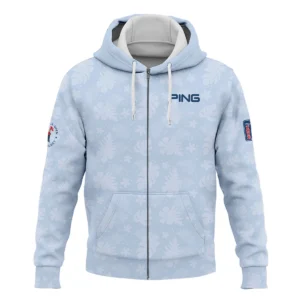 124th U.S. Open Pinehurst Ping Golf Quarter-Zip Jacket Light Blue Pastel Floral Hawaiian Pattern All Over Print Quarter-Zip Jacket