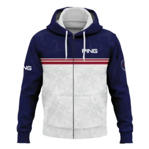 Golf Sport 124th U.S. Open Pinehurst Ping Hoodie Shirt Dark Blue White Abstract Geometric Triangles All Over Print Hoodie Shirt