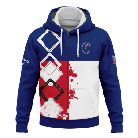 124th U.S. Open Pinehurst Callaway Zipper Hoodie Shirt Blue Red White Pattern Grunge All Over Print Zipper Hoodie Shirt