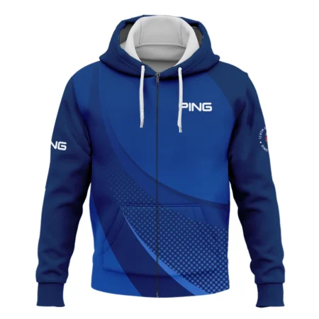 Ping 124th U.S. Open Pinehurst Golf Sport Zipper Hoodie Shirt Dark Blue Gradient Halftone Pattern All Over Print Zipper Hoodie Shirt