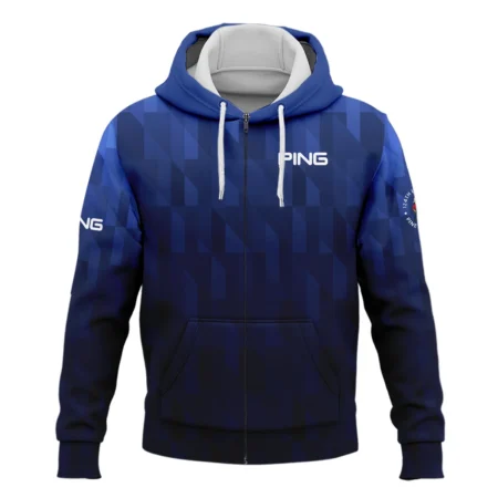 Ping 124th U.S. Open Pinehurst Golf Sport Zipper Hoodie Shirt Blue Fabric Geometric Pattern  All Over Print Zipper Hoodie Shirt