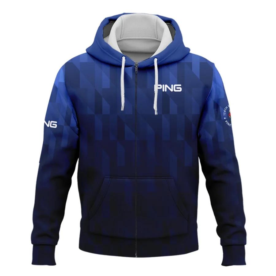 Ping 124th U.S. Open Pinehurst Golf Sport Zipper Hoodie Shirt Blue Fabric Geometric Pattern  All Over Print Zipper Hoodie Shirt