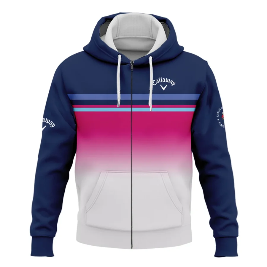 Sport Callaway 124th U.S. Open Pinehurst Zipper Hoodie Shirt White Strong Pink Very Dark Blue Pattern  All Over Print Zipper Hoodie Shirt