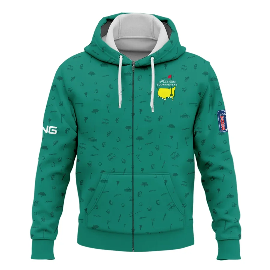 Golf Masters Tournament Ping Zipper Hoodie Shirt Augusta Icons Pattern Green Golf Sports All Over Print Zipper Hoodie Shirt