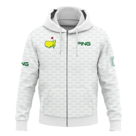Masters Tournament Golf Ping Zipper Hoodie Shirt Logo Text Pattern White Green Golf Sports All Over Print Zipper Hoodie Shirt