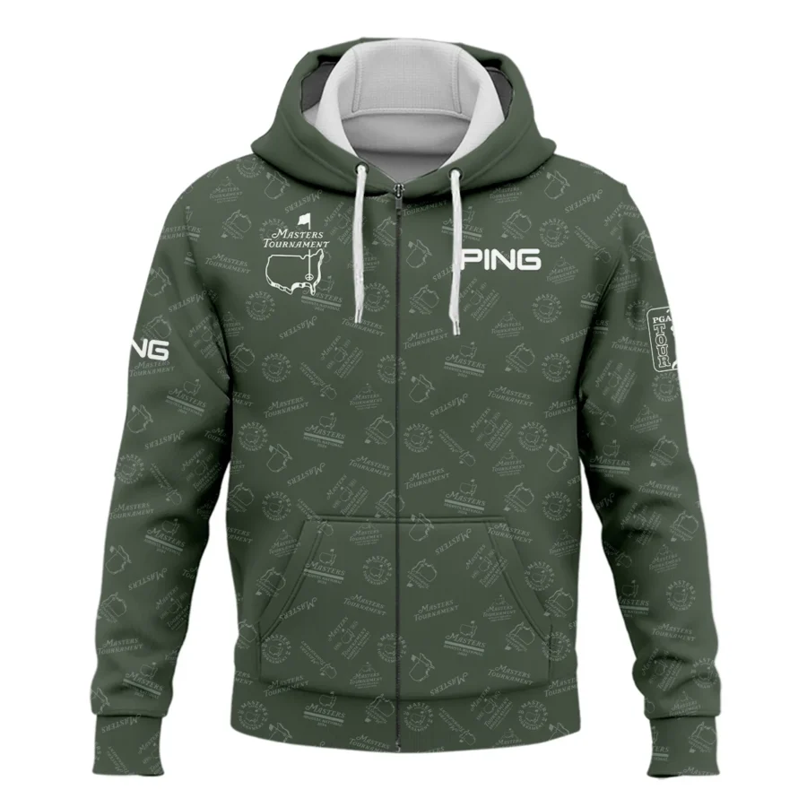 2024 Golf Pattern Masters Tournament Ping Zipper Hoodie Shirt Dark Green Pattern All Over Print Zipper Hoodie Shirt