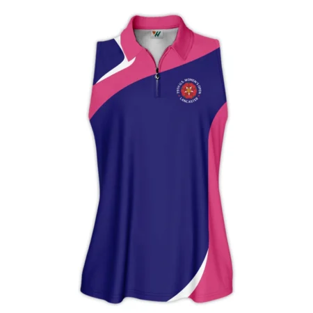 Golf Sport 79th U.S. Women’s Open Lancaster Ping Zipper Sleeveless Polo Shirt Navy Mix Pink All Over Print Zipper Sleeveless Polo Shirt For Woman