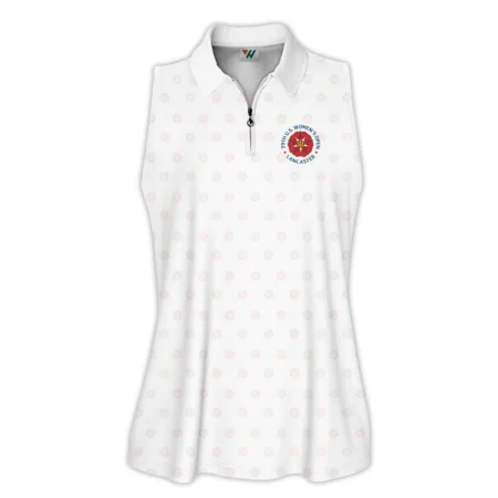 Golf Pattern 79th U.S. Women’s Open Lancaster Callaway Zipper Sleeveless Polo Shirt White Color All Over Print Zipper Sleeveless Polo Shirt For Woman