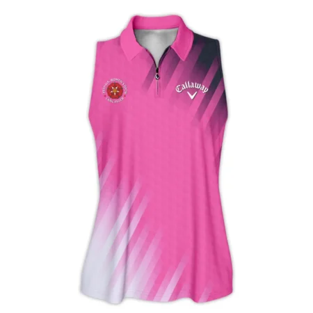 Golf 79th U.S. Women’s Open Lancaster Callaway Zipper Sleeveless Polo Shirt Pink Color All Over Print Zipper Sleeveless Polo Shirt For Woman