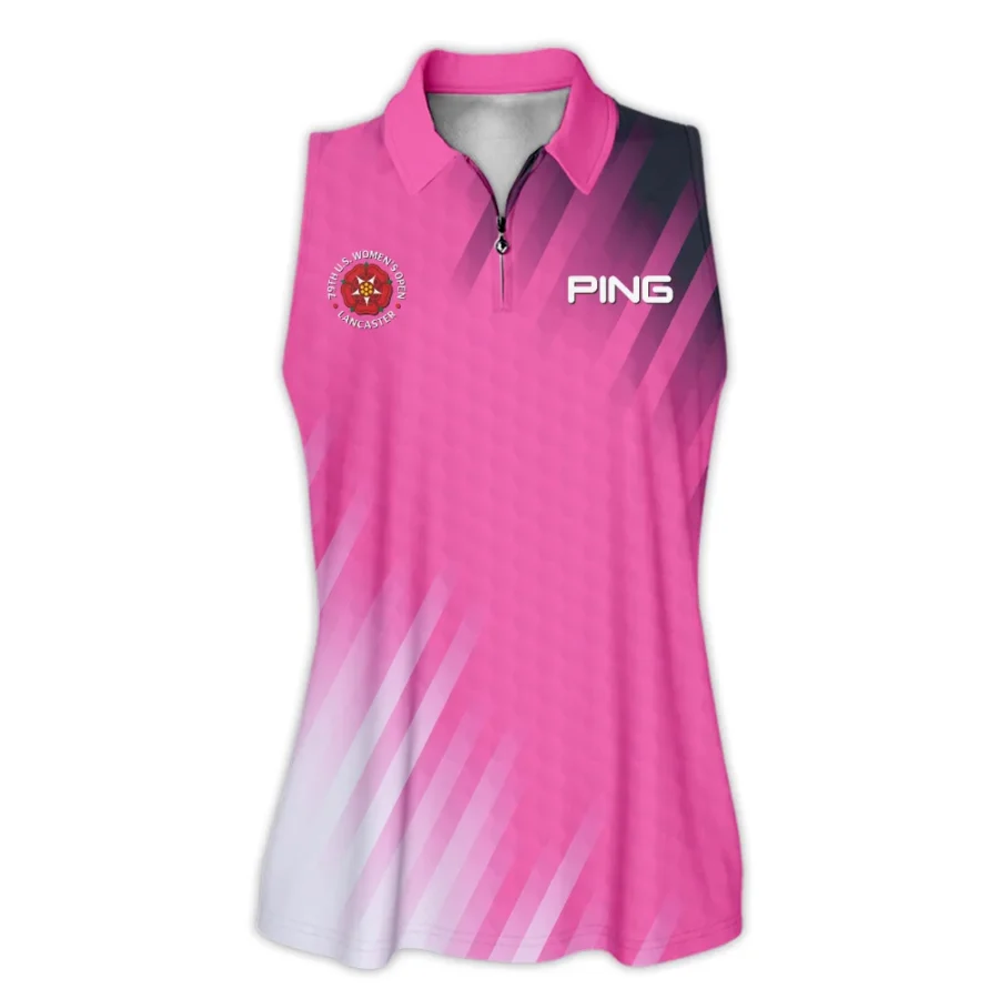 Golf 79th U.S. Women’s Open Lancaster Ping Zipper Sleeveless Polo Shirt Pink Color All Over Print Zipper Sleeveless Polo Shirt For Woman