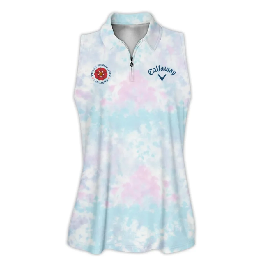 Tie Dye Pattern 79th U.s. Women Open Lancaster, Callaway Zipper Sleeveless Polo Shirt Blue Mix Pink Zipper Sleeveless Polo Shirt