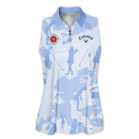 Camo Blue Color 79th U.s. Women Open Lancaster, Callaway Zipper Sleeveless Polo Shirt Golf Sport Zipper Sleeveless Polo Shirt