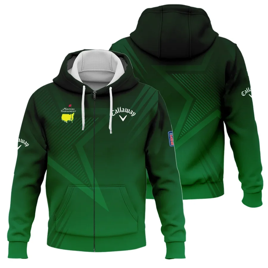 Callaway Masters Tournament Zipper Hoodie Shirt Dark Green Gradient Star Pattern Golf Sports Zipper Hoodie Shirt