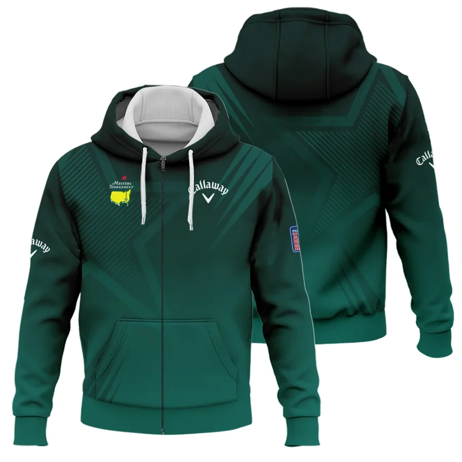 Sports Callaway Masters Tournament Zipper Hoodie Shirt Star Pattern Dark Green Gradient Golf Zipper Hoodie Shirt