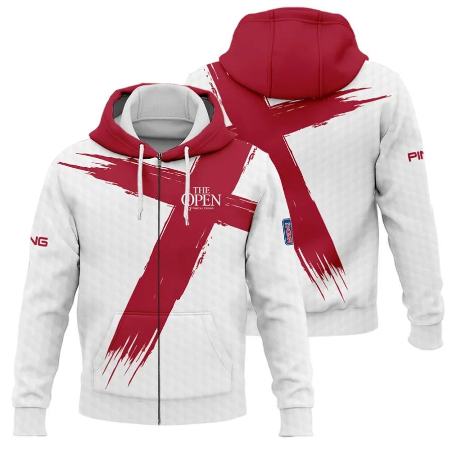 Ping 152nd The Open Championship Golf Sport Zipper Hoodie Shirt Red White Golf Pattern All Over Print Zipper Hoodie Shirt