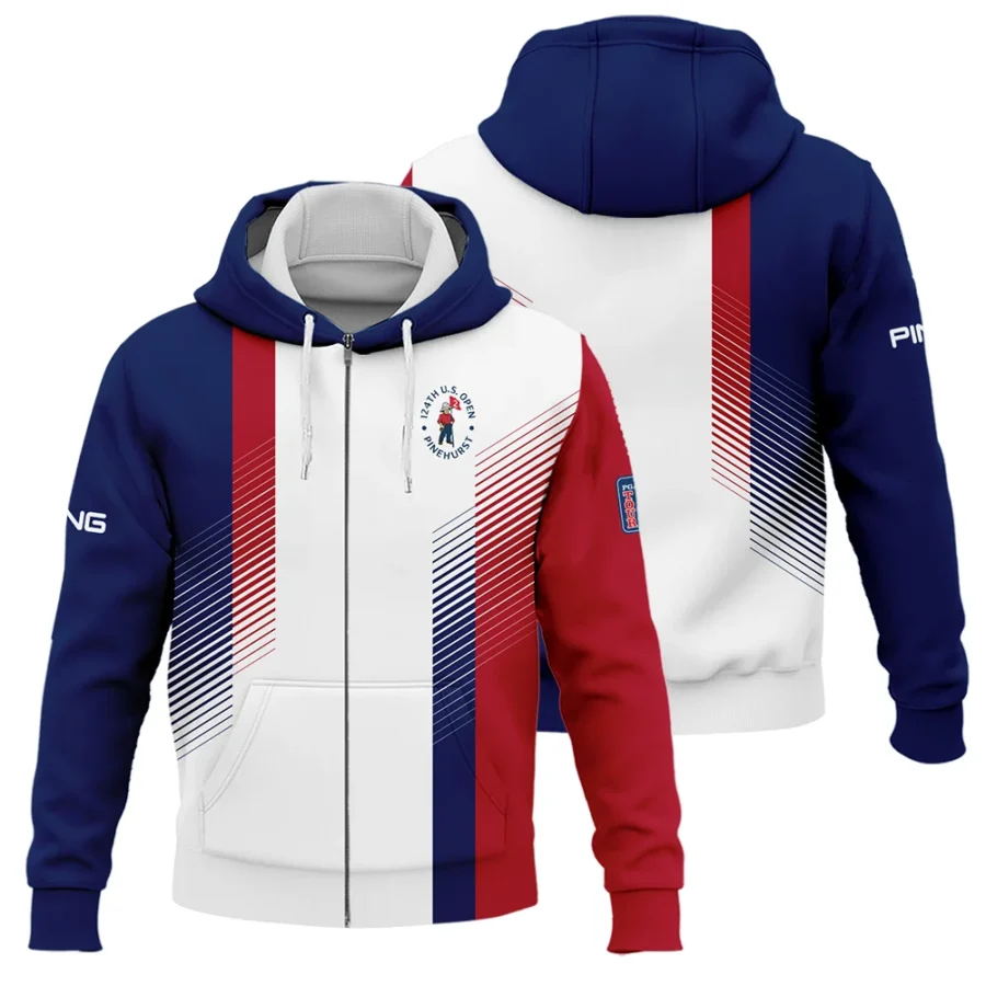 124th U.S. Open Pinehurst Sports Ping Zipper Hoodie Shirt Golf Blue Red All Over Print Zipper Hoodie Shirt