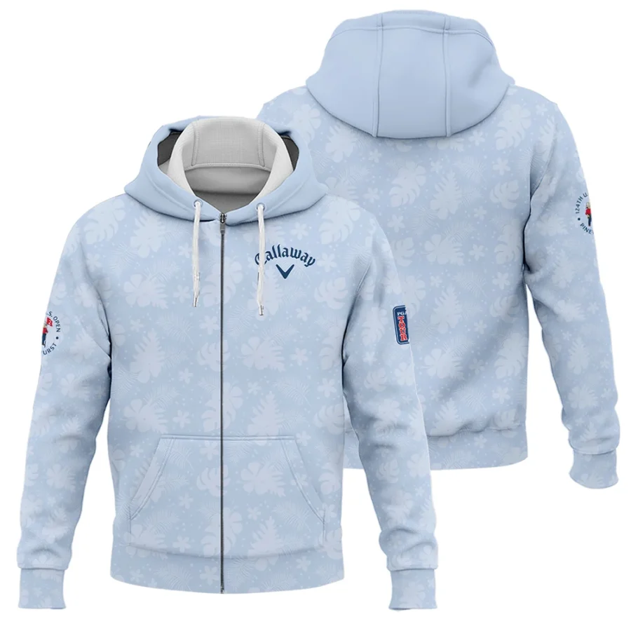 124th U.S. Open Pinehurst Callaway Golf Zipper Hoodie Shirt Light Blue Pastel Floral Hawaiian Pattern All Over Print Zipper Hoodie Shirt