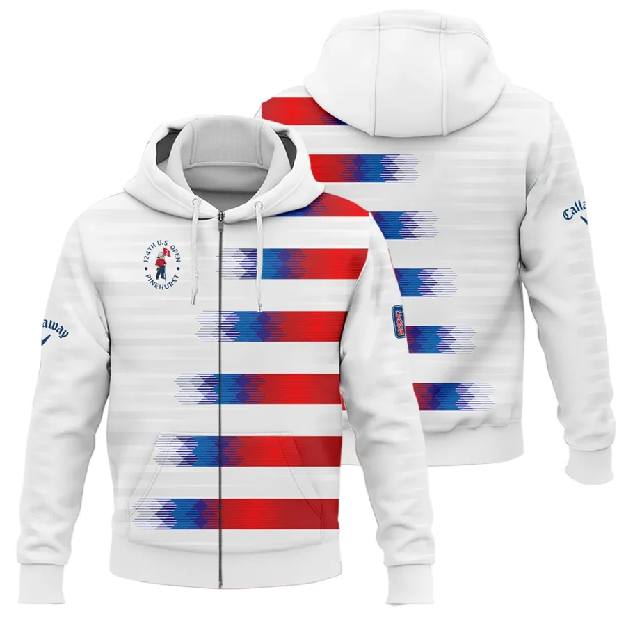 Callaway 124th U.S. Open Pinehurst Golf Sport Zipper Hoodie Shirt Blue Red White Abstract All Over Print Zipper Hoodie Shirt