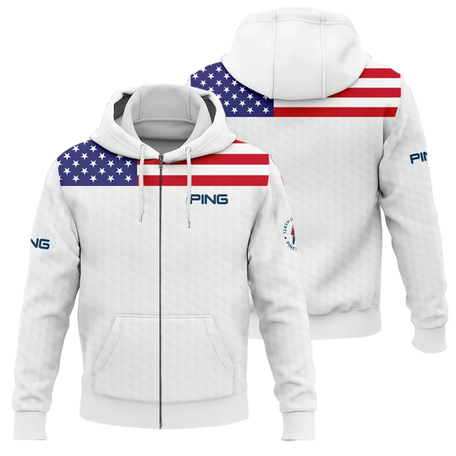 Ping 124th U.S. Open Pinehurst Zipper Hoodie Shirt USA Flag Golf Pattern All Over Print Zipper Hoodie Shirt