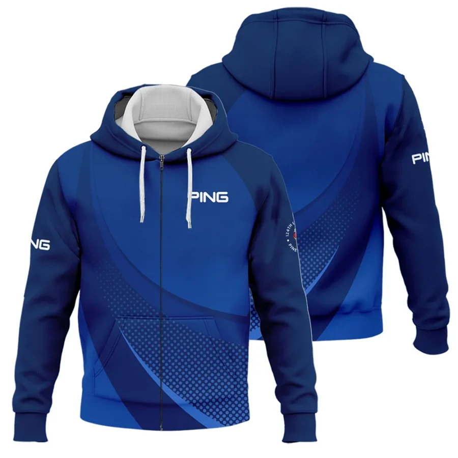 Ping 124th U.S. Open Pinehurst Golf Sport Zipper Hoodie Shirt Dark Blue Gradient Halftone Pattern All Over Print Zipper Hoodie Shirt