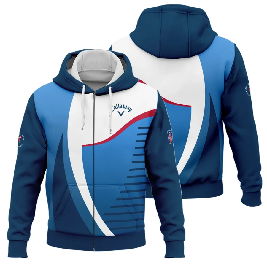 124th U.S. Open Pinehurst Golf Sport Callaway Zipper Hoodie Shirt Blue Gradient Red Straight Zipper Hoodie Shirt