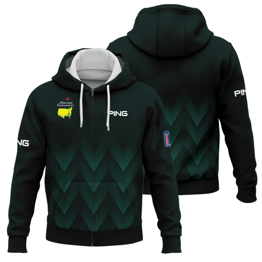 Masters Tournament Golf Ping Zipper Hoodie Shirt Zigzag Pattern Dark Green Golf Sports All Over Print Zipper Hoodie Shirt