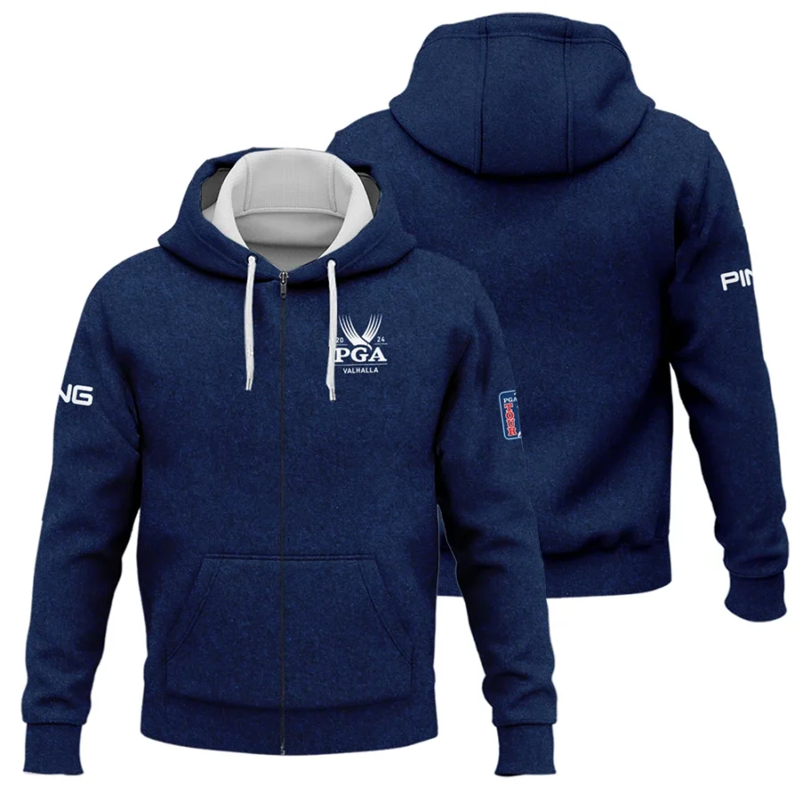 Special Version 2024 PGA Championship Valhalla Ping Zipper Hoodie Shirt Blue Paperboard Texture Zipper Hoodie Shirt